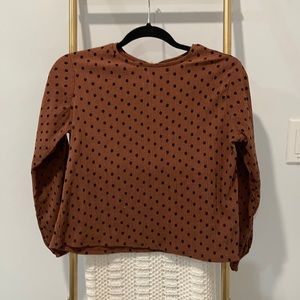 Zara kids polka dot blouse brown and black sz 10